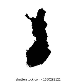 Black silhouette of the Map of Finland on the white background