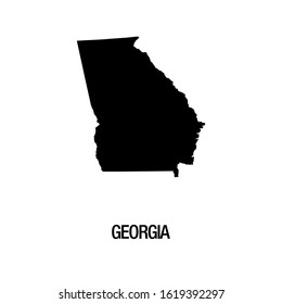 Black silhouette of the map of Georgia State on the white background