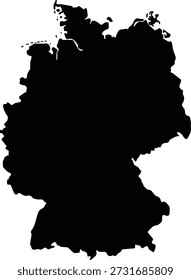 Mapa da silhueta preta da Alemanha isolado no fundo branco