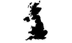 Black Silhouette Of A Map Of Great Britain In Europe On A White Background