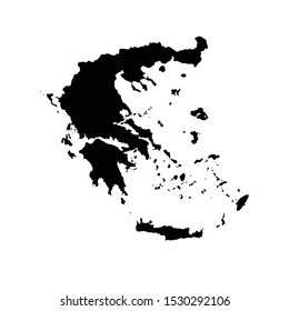 Black silhouette of the Map of Greece on the white background