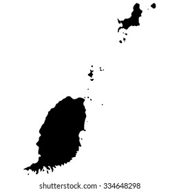 Black silhouette map of Grenada. North America