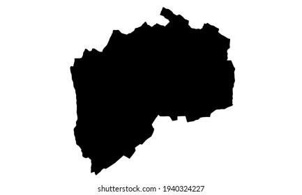 black silhouette of map of Gurgaon city in Haryana, India on white background