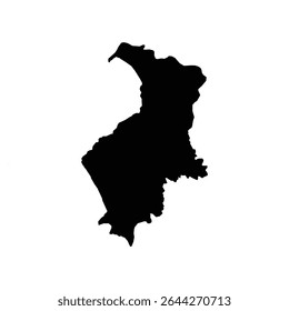 Black silhouette map of Hatay region