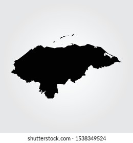 Black silhouette of the Map of Honduras on the white background
