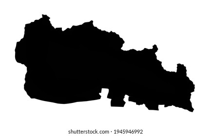black silhouette of a map of Hot Springs Village in Arkansas, United States of America on a white background