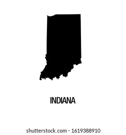 Black silhouette of the map of Indiana State on the white background