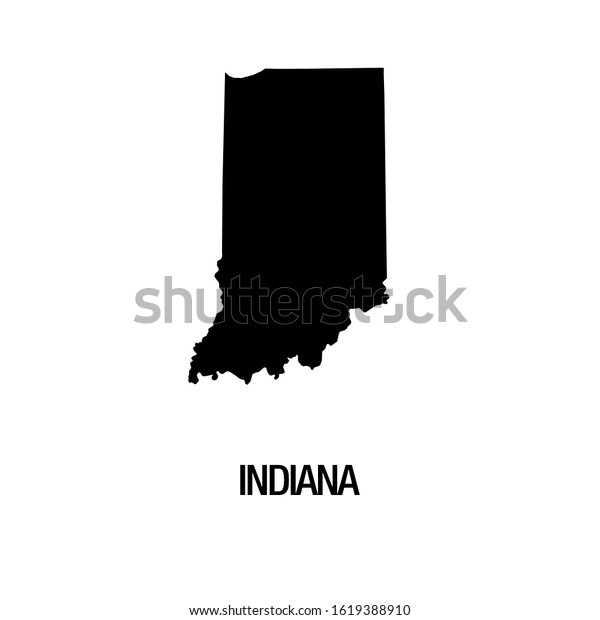 Black Silhouette Map Indiana State On Stock Vector (Royalty Free ...