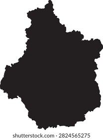Black silhouette map of the indre et loire department located in the centre val de loire region france