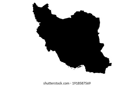 Schwarze Silhouette der Karte des Iran im Nahen Osten auf weißem Hintergrund