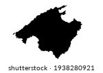 black silhouette of map of the island of Mallorca in Spain on a white background