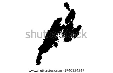 black silhouette of a map of the islands of Maap in Micronesia with a white background