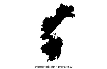 black silhouette of a map of the Khabarovsk Krai in Russia on a white background