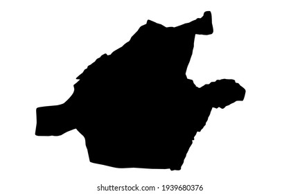 black silhouette of map of Khujand city in Tajikistan on white background