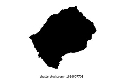 black silhouette of map of lesotho countries in Africa on white background