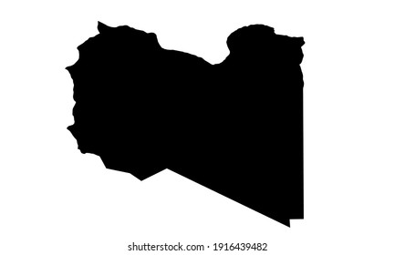 black silhouette of map of libya country on white background