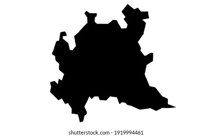 black silhouette of map of lombardia in northern italy on white background