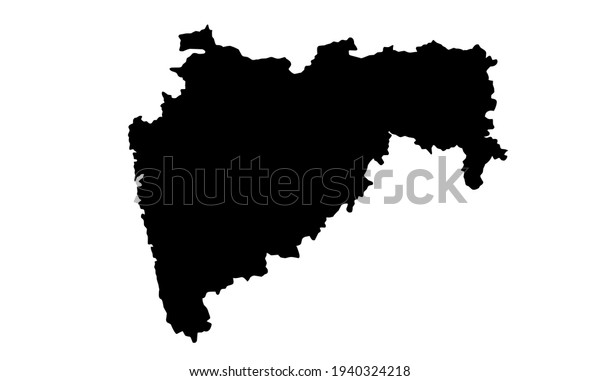 Black Silhouette Map Maharashtra City India Stock Vector (Royalty Free ...