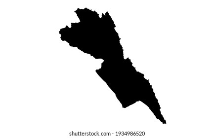 black silhouette of a map of Makueni County in Kenya on a white background