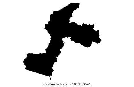 schwarze Silhouette der Karte von Margibi County in Liberia auf weißem Hintergrund
