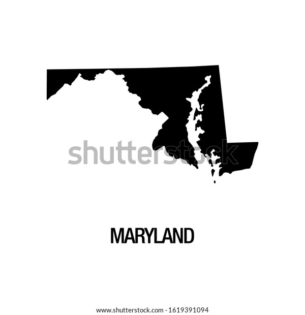 Black Silhouette Map Maryland State On Stock Vector (Royalty Free ...