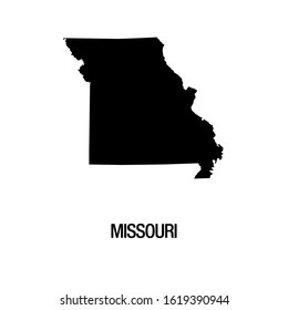 Black silhouette of the map of Missouri State on the white background