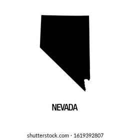 Black silhouette of the map of Nevada State on the white background