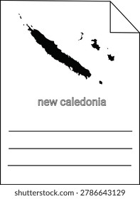 A black silhouette map of New Caledonia island with the text 'new caledonia' below.