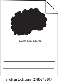A black silhouette of the map of North Macedonia with the text 'North Macedonia' below it.