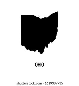 Black silhouette of the map of Ohio State on the white background