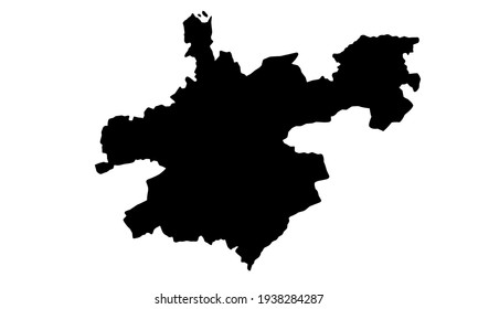 black silhouette of map of Olomouc city in Czech republic on white background