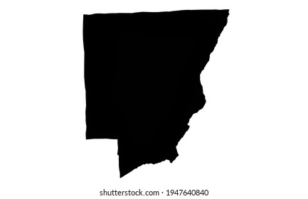 Black silhouette of map of Peoria County in Illinois, USA on white background