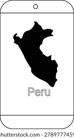 A black silhouette of the map of Peru displayed on a white smartphone screen.