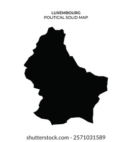 A black silhouette map representing the political boundaries of Luxembourg. The distinctive shape highlights the geographical features of this European country.