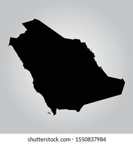Black silhouette of the Map of Saudi Arabia on the white background
