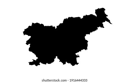 black silhouette of map of Slovenia in central Europe on a white background