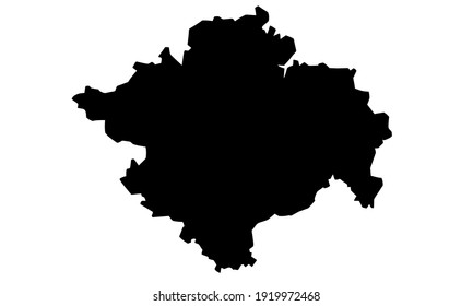 silueta negra del mapa de la provincia de Sumatra del Sur en Indonesia sobre un fondo blanco