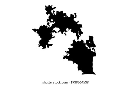 black silhouette of map of the state of Orlando in Florida on white background