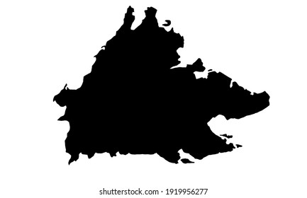 silueta negra del mapa del estado de Sabah en Malasia. sobre fondo blanco