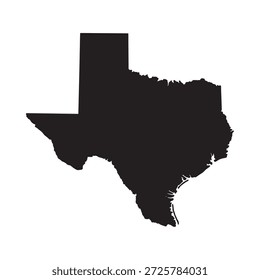 black silhouette map of texas state in usa
