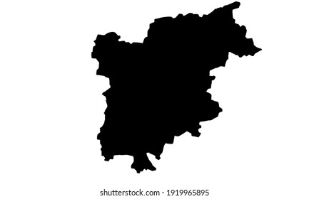 Black silhouette of the map of Trentino-Alto Adige in Italy. on a white background