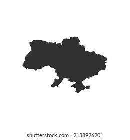 black silhouette of map of Ukraine in Europe on white background