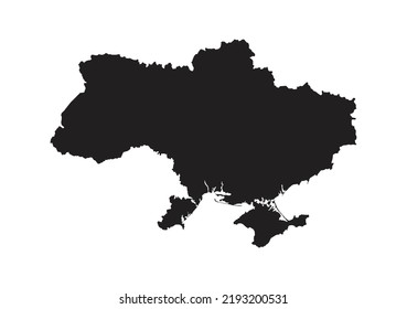 Black silhouette of map of Ukraine in Europe on white background. Vector illustration
