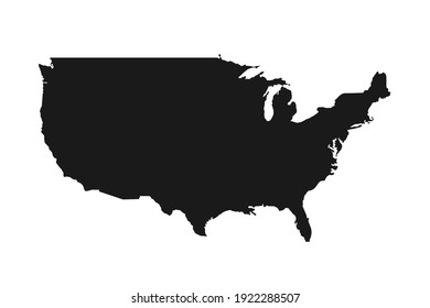 Black silhouette map of United States of America