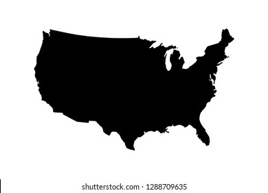 black silhouette of map of usa