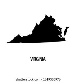 Black silhouette of the map of Virginia State on the white background