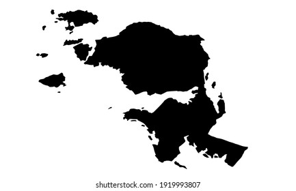 black silhouette of map of West Papua province in Indonesia on white background