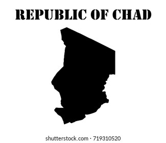 Black silhouette of the map and the white silhouette of the Chad symbol