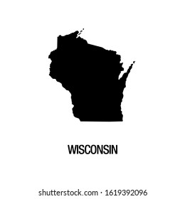 Black silhouette of the map of Wisconsin State on the white background