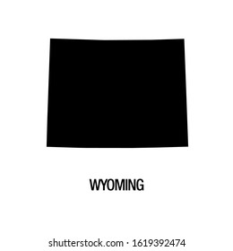 Black silhouette of the map of Wyoming State on the white background